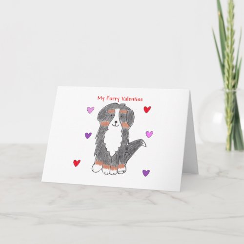 Bernese Mountain Dog Furry Valentine Holiday Card