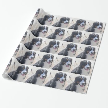 Bernese Mountain Dog Gift Wrap by Rinchen365flower at Zazzle