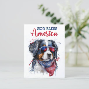Bernese Mountain Dog, God Bless America Postcard