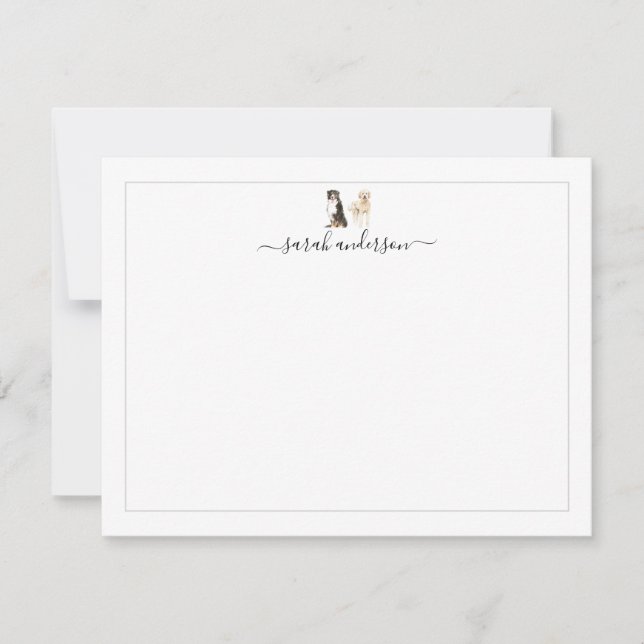 Bernese Mountain Dog Golden Doodle Border Note Card (Front)