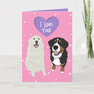Bernese Mountain Dog Great Pyrenees Valentines Day Letterpress Thank You Card