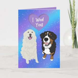 Bernese Mountain Dog Great Pyrenees Valentines Letterpress Thank You Card