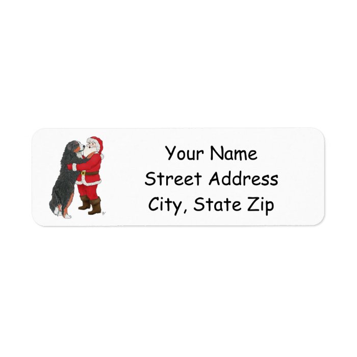 Bernese Mountain Dog Greeting Santa Return Address Label