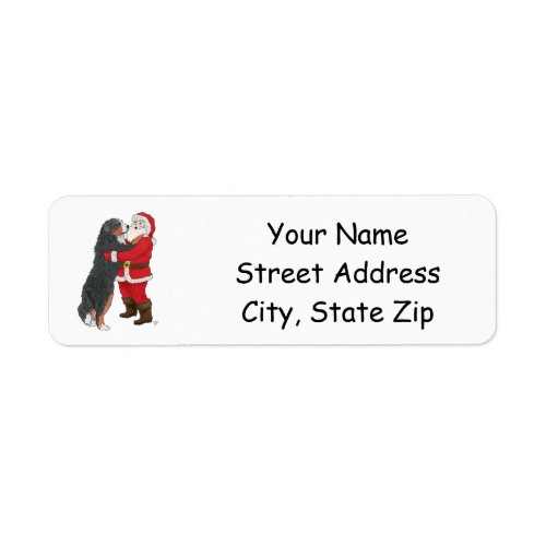 Bernese Mountain Dog Greeting Santa Label