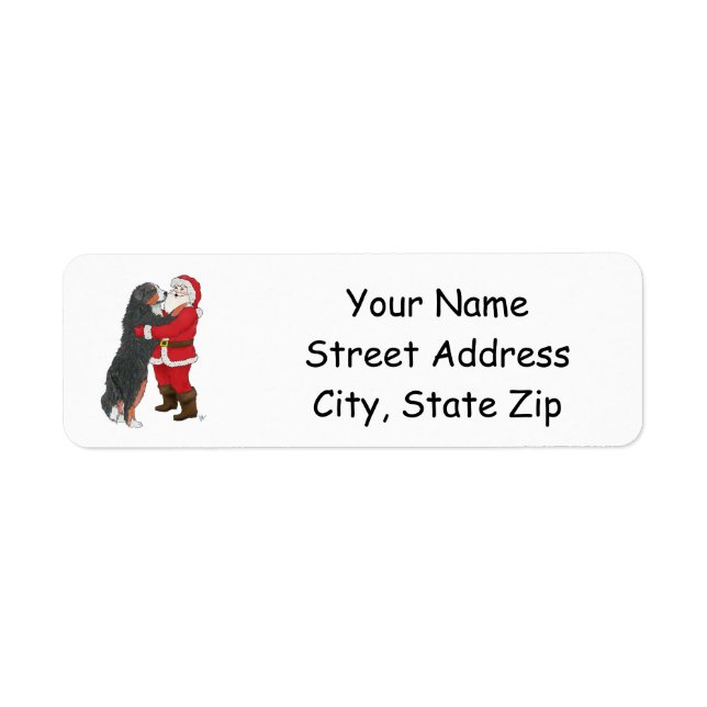 Bernese Mountain Dog Greeting Santa Label (Front)