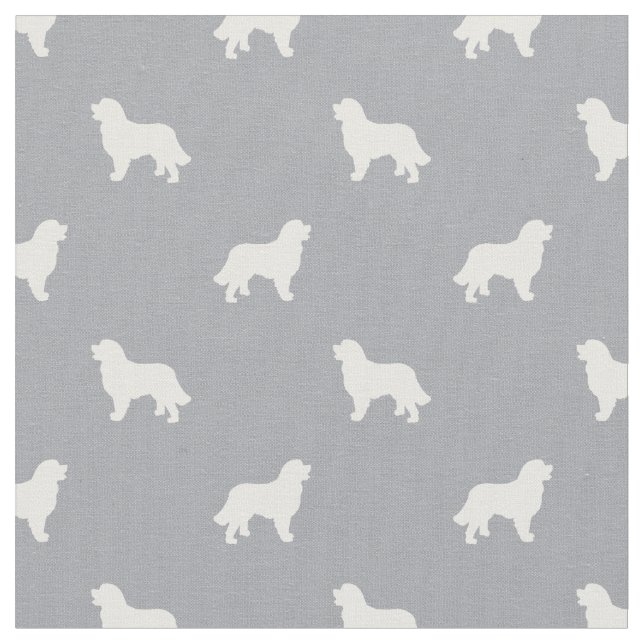 Bernese Mountain Dog grey silhouette Fabric (Close Up)