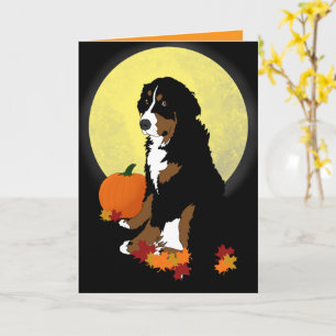 Bernese Mountain Dog Halloween Autumn Card