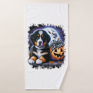 Bernese Mountain Dog Halloween Bath Towel