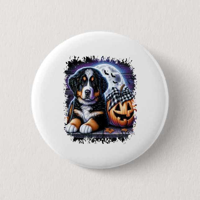 Bernese Mountain Dog Halloween Button (Front)