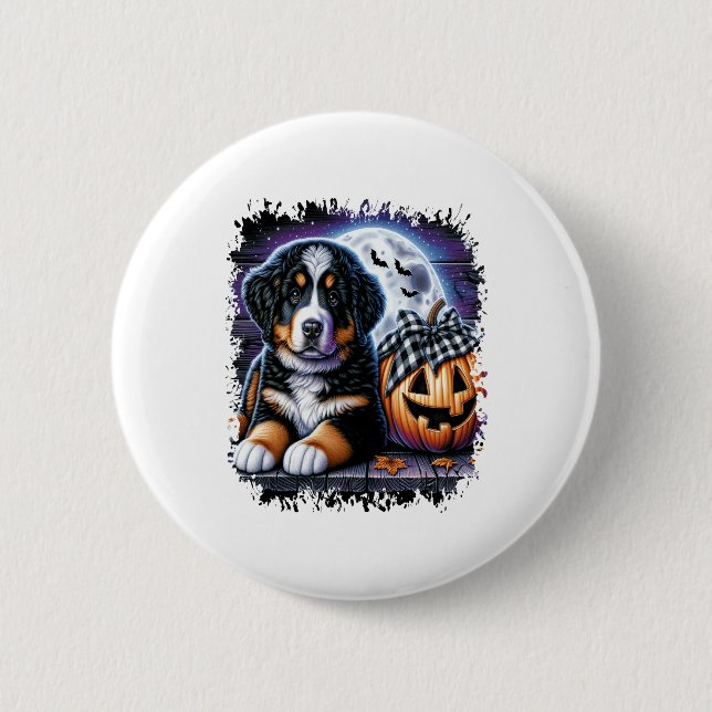 Bernese Mountain Dog Halloween Button (Front)