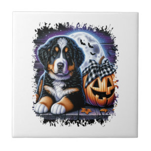 Bernese Mountain Dog Halloween Ceramic Tile