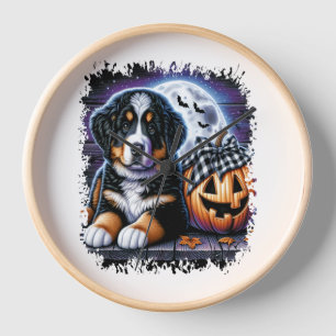 Bernese Mountain Dog Halloween Clock