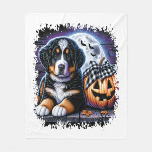 Bernese Mountain Dog Halloween Fleece Blanket