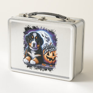 Bernese Mountain Dog Halloween Metal Lunch Box