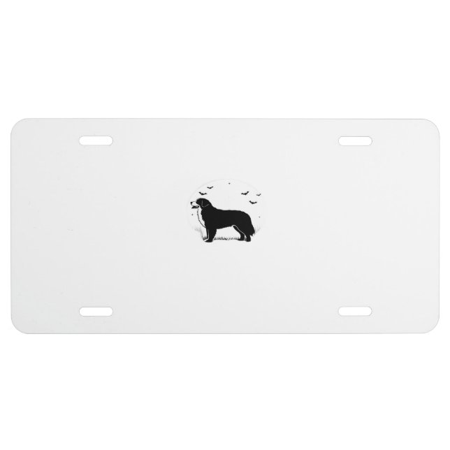 Bernese Mountain Dog � Halloween Moon Silhouette O License Plate (Front)