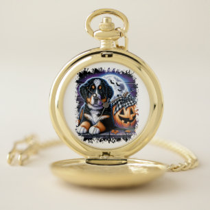 Bernese Mountain Dog Halloween Pocket Watch