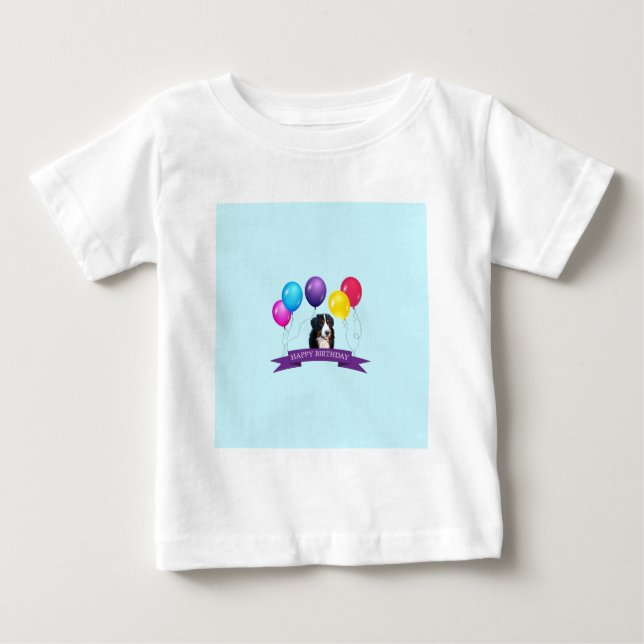 Bernese Mountain Dog Happy Birthday Baby T-Shirt (Front)