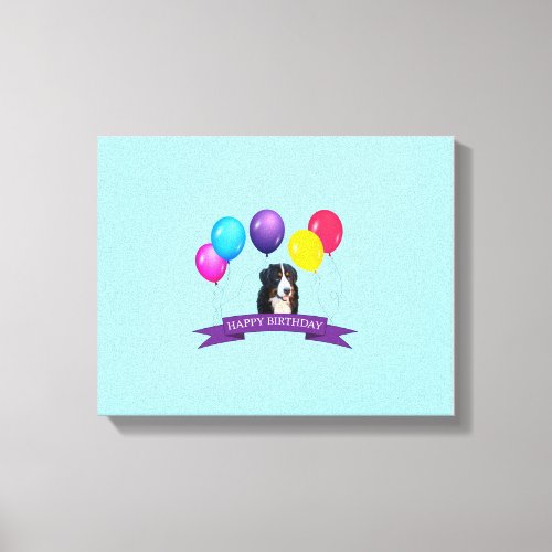Bernese Mountain Dog Happy Birthday Canvas Print