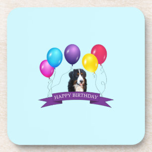 Bernese Mountain Dog Happy Birthday Drink Coaster