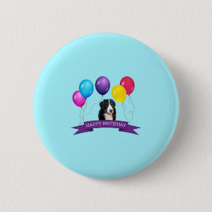 Bernese Mountain Dog Happy Birthday Pinback Button