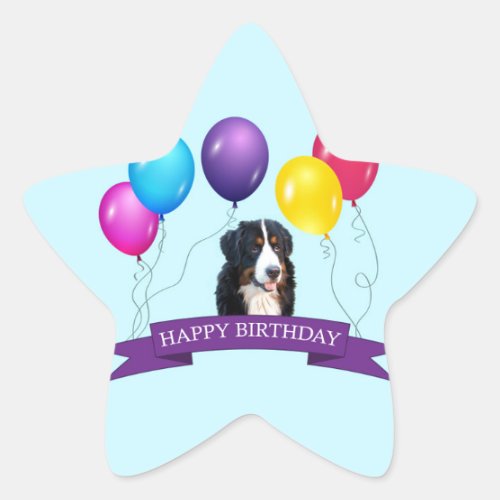 Bernese Mountain Dog Happy Birthday Star Sticker