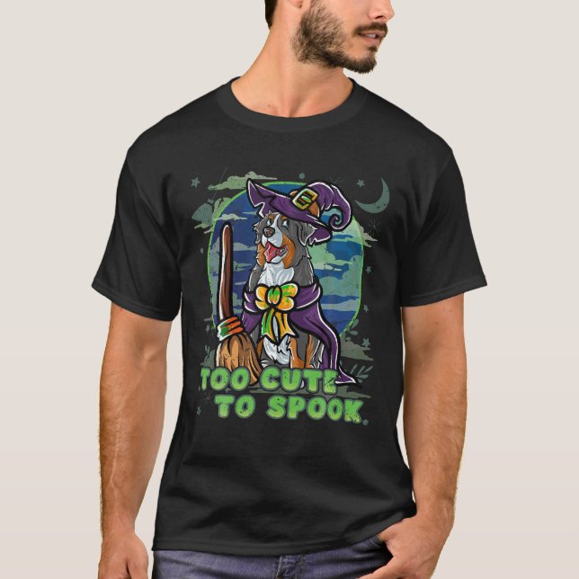 Bernese Mountain Dog Happy Halloween Costume Witch T-Shirt (Front)