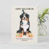 Bernese Mountain Dog Happy Halloween Holiday Card (Standing Front)