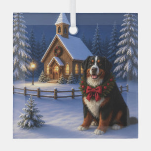 Bernese Mountain Dog Holiday Glass Ornament