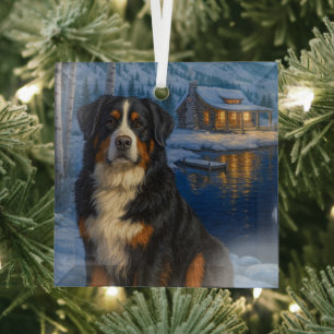 Bernese Mountain Dog Holiday Glass Ornament