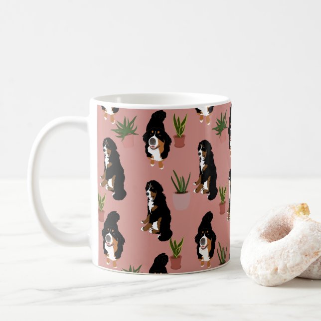 Bernese Mountain Dog Houseplants  Coffee Mug (With Donut)