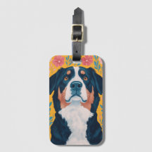 Bernese Mountain Dog illustration Luggage Tag