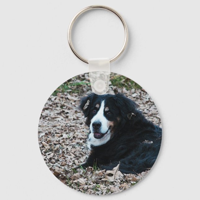 Bernese Mountain Dog in Autumn Keychain (Front)