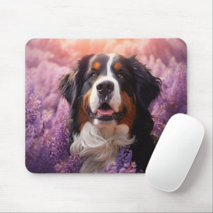Bernese Mountain Dog in lavenders Mouse Pad