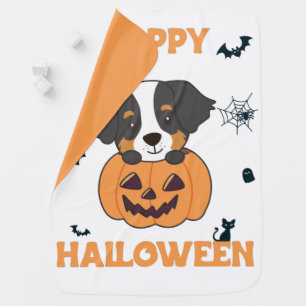 Bernese Mountain Dog In Pumpkin Dogs Happy Baby Bl Blanket