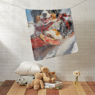 Bernese Mountain Dog in Sledge Christmas Baby Blanket