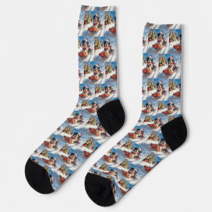 Bernese Mountain Dog in Sledge Christmas Socks