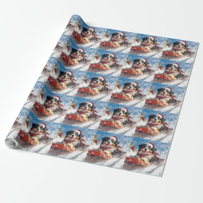 Bernese Mountain Dog in Sledge Christmas Wrapping Paper