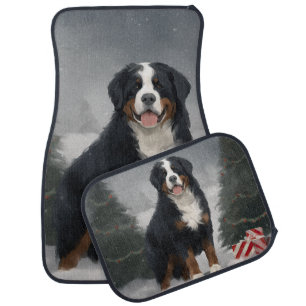 Bernese Mountain Dog in Snow Christmas Car Floor Mat