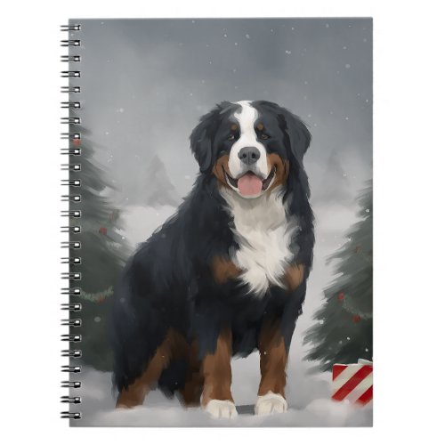 Bernese Mountain Dog in Snow Christmas  Notebook