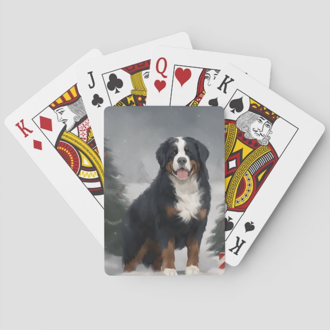 Bernese Mountain Dog in Snow Christmas  Poker Cards (Back)