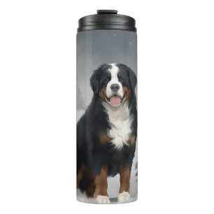 Bernese Mountain Dog in Snow Christmas Thermal Tumbler