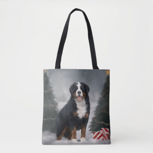 Bernese Mountain Dog in Snow Christmas  Tote Bag