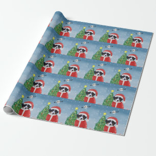 Bernese Mountain Dog in Snow with Christmas Gifts Wrapping Paper