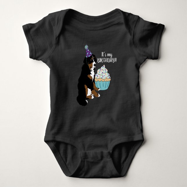 Bernese Mountain Dog Kids Birthday Baby Bodysuit (Front)