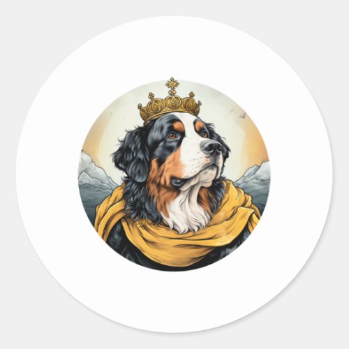 Bernese Mountain Dog King Classic Round Sticker