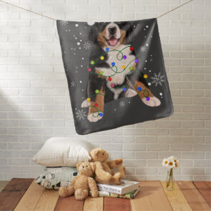 Bernese Mountain Dog Lights Christmas Matching Fam Baby Blanket