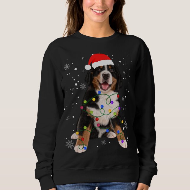 Bernese Mountain Dog Lights Christmas Matching Fam Sweatshirt (Front)