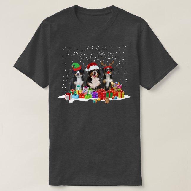 Bernese Mountain Dog Lights Christmas Matching Fam T-Shirt (Design Front)