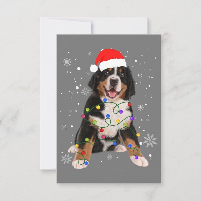 Bernese Mountain Dog Lights Christmas Matching Fam Thank You Card (Front)