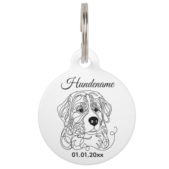 Bernese Mountain Dog Line Art Personalized Tag (Front)